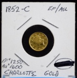 1852-C $1 Gold Princess Charlotte XF/AU Bid 1250