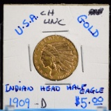 1909-D $5 Gold Indian UNC Nice