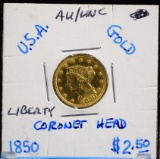 1850 $2.5 Gold Liberty AU/UNC