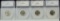 4 1951s, 54d, 59d & 76 Jefferson Nickels SEGS MS CH BU