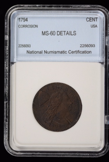 1794 Lg Cent Head of 1794 NNC 60 Details 2256093 Very Rare GS est $12,500