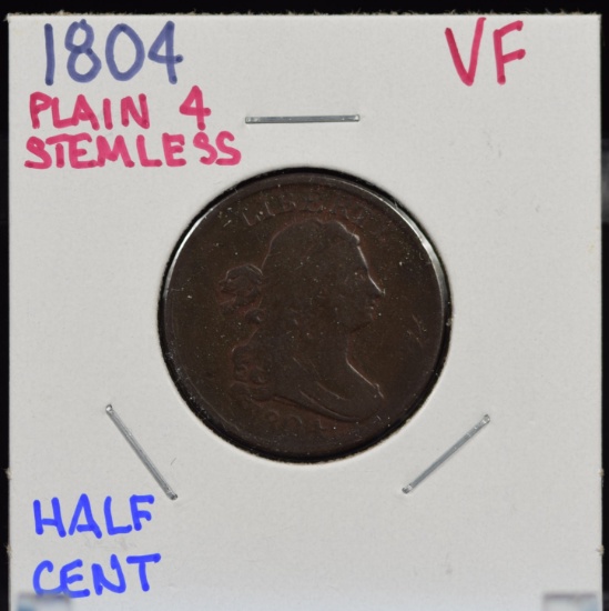 1804 Half Cent VF Plain 4 Stemless