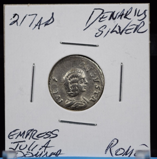 217AD Silver Denarius Empress Julia Domma Rome