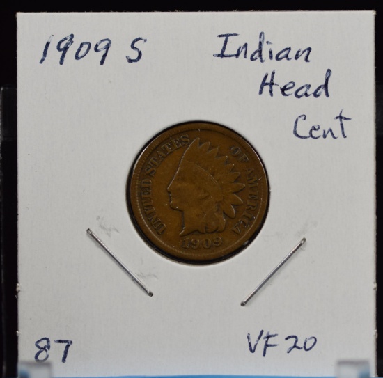 1909-S Indian Head Cent VF Plus
