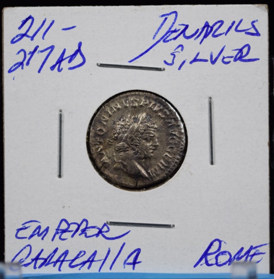 211-217AD Silver Denarius Emperor Caracalla Rome Excellent Portrait
