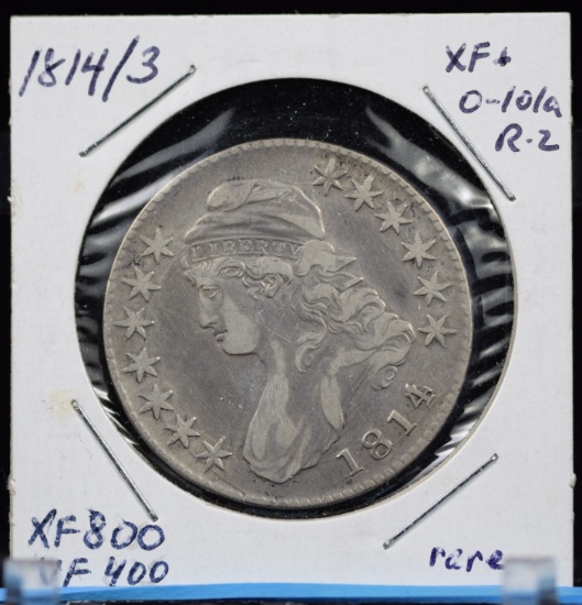 1814/3 Bust Half Dollar Rare Overdate Weak Wing Reverse XF Plus