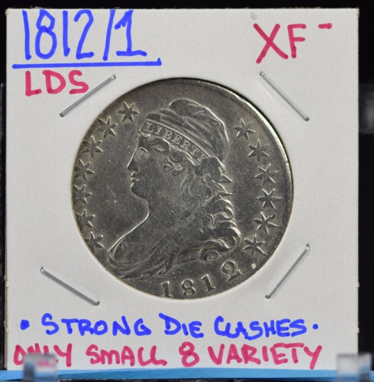 1812/1 Bust Half Dollar XF LDS only small 8 Variety