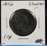 1802 Large Cent Stemless VF