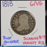 1818 Bust Quarter G-VG Scarce B-7 Very R-4