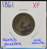 1861 Seated Liberty Quarter XF