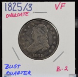 1825/3 Bust Quarter VF Overdate B-2