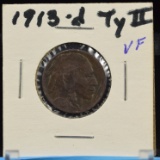 1913-D Type 2 Buffalo Nickel VF Dark