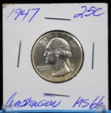 1947 Washington Quarter MS GEM BU Nice Red Reserve Tone