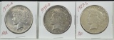 1927-S & 2 1934-D Peace Dollars XF/AU 3 Coins