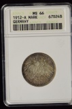 1912-A 1Mark Germany ANACS MS-66 Old Holder