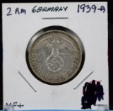 1939A Nazi Germany Silver 2Marks XF/AU