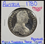 1780 Austria Taler Proof Maria Theresa Re-Strike Silver