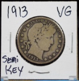 1913 Barber Half Dollar Semi Key VG