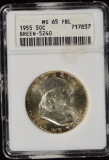 1955 Franklin Half Dollar ANACS MS-65 FBL Breen 5240 OH