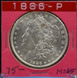 1886 Morgan Dollar CH GEM BU Red Holder