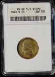 1943-S Jefferson Nickel ANACS MS-66 5.5 Steps 126105