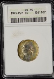 1945-P/P Jefferson Nickel ANACS MS-65