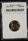 1951-S Jefferson Nickel ANACS MS-64 5 Steps