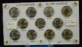 Complete Jefferson War Silver Nickel Set GEM