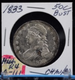 1833 Bust Half Dollar Rare O-111 High R4 CH AU/BU Lustrous Full Strike Tone