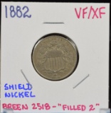 1882 Shield Nickel VF/XF Breen #2518 Filled 2