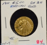 1911 $5 Gold Indian CH UNC