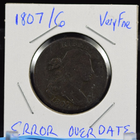 1807/6 Large Cent Error VF