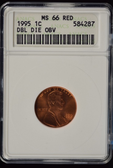 1995 DD Lincoln Cent ANACS MS-66 Red