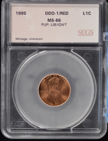 1995 DD Lincoln Cent Error Red MS66