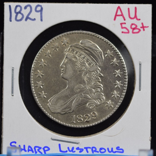1829 Bust Half Dollar AU/UNC Sharp Lustrous