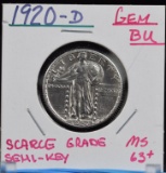 1920-D Standing Liberty Quarter GEM BU Scarce