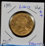1891 $10 Gold Liberty UNC Plus