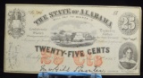 1863 25C State of AL CH CU Civil War Usage Fully Issued 14706