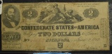1862 $2 Confederate States of America Richmond Original Condtion