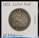 1858 Seated Half Dollar XF details