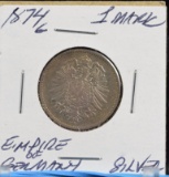 1874G Silver 1Mark German Empire Attractive Tone Early Date High Grade