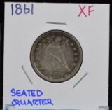 1861 Seated Quarter  XF