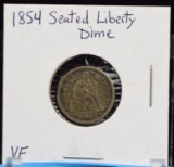 1854 Seated Liberty Dime VF