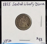 1855 Seated Liberty Dime VF30