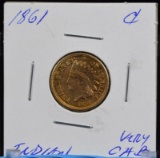 1861 Indian Cent CH BU Sharp Strike Nice Red Gold Color Scarce Date