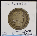 1904 Barber Half Dollar VG Dark original color
