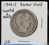 1909-S Barber Half Dollar Inverted S Variety VG