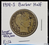 1914-S Barber Half Dollar low Mintage F12