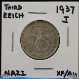 1937-J Germany 2 Mark Nazi Coin XF Plus