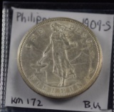 1909-S Philippine 1 Peso CH BU US Sovereignty